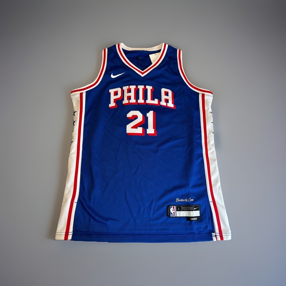 Joel Embiid #21 76ers NBA L Youth Jersey Icon Edition - Large (14/16)